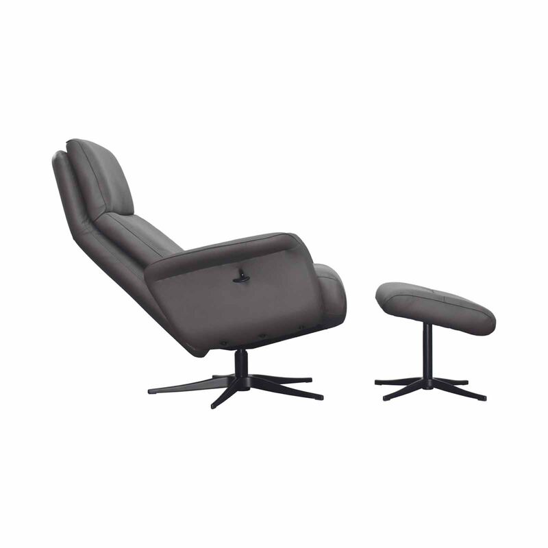 Recliner Chair W Ottoman (hl) Dk Brown Half Leather SOLANA-image 4