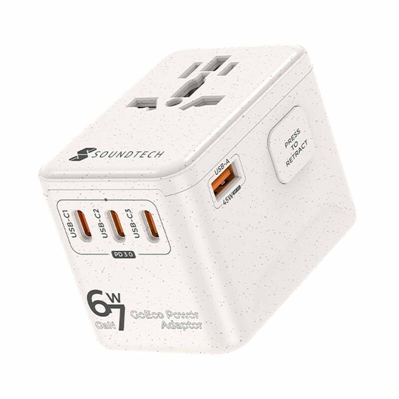 SOUNDTEOH World Travel Adaptor With Gan Pd67watts Usb Quick Charger TA-667C-image 1