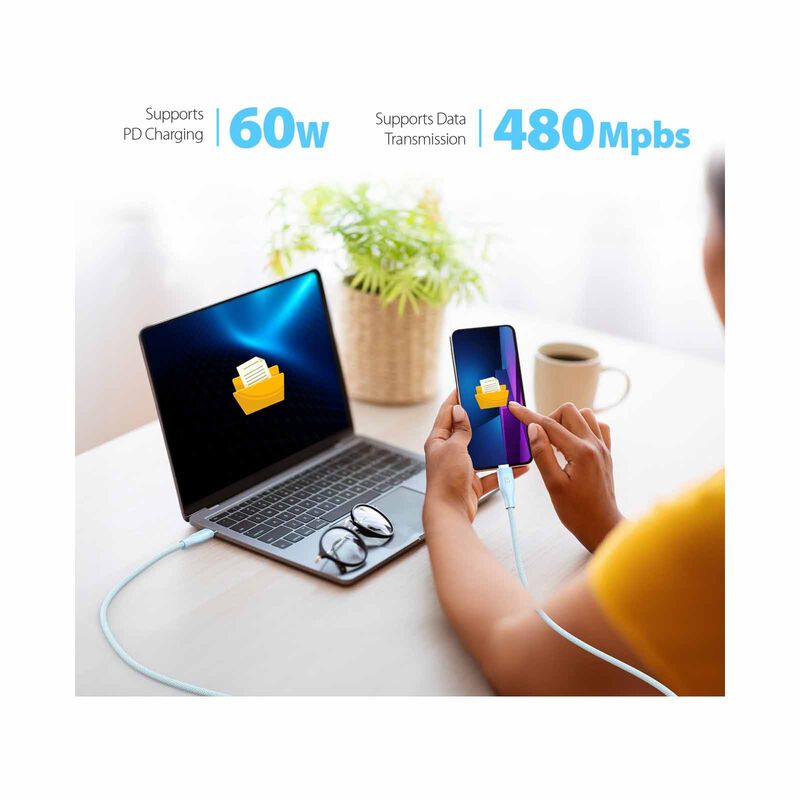 J5CREATE Usb-c 60w Ultra Soft Double-braided Fast Charging Cable (misty Rose) JUCX18L18R-image 6