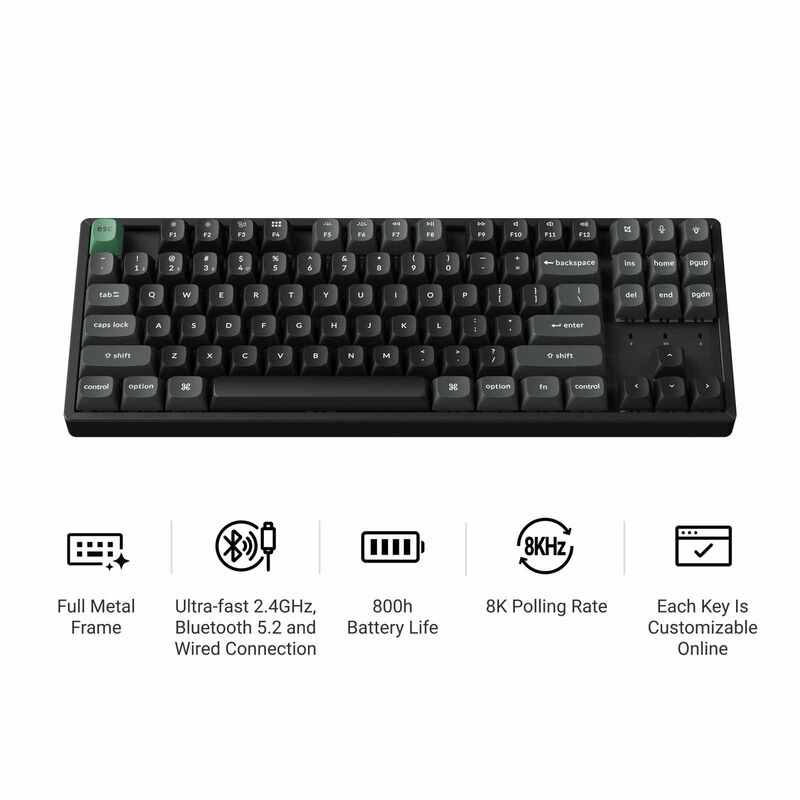 KEYCHRON K8 Ultra 8k 80% 87 Keys Black Rgb Hot-swap Apex Banana Switch KYCN-K8U-J4-image 2