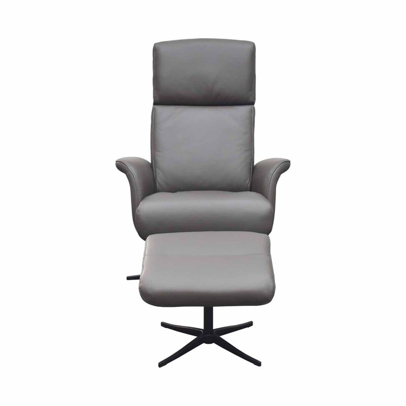 Recliner Chair W Ottoman (hl) Dk Brown Half Leather SOLANA-image 1