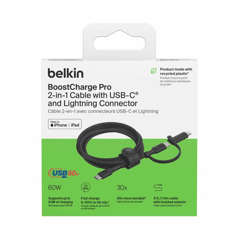 BELKIN Braided Usb C To 2-in-1 Usb-c & Ltg Blk CAC003FQ1.5MBK-image 4