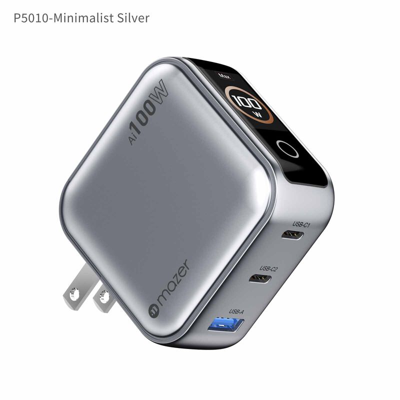MAZER Ai Prestigegan Pd100w 2c1a Mini Wall Charger-silver M-AI-G100W-V7UK-SV-image 4