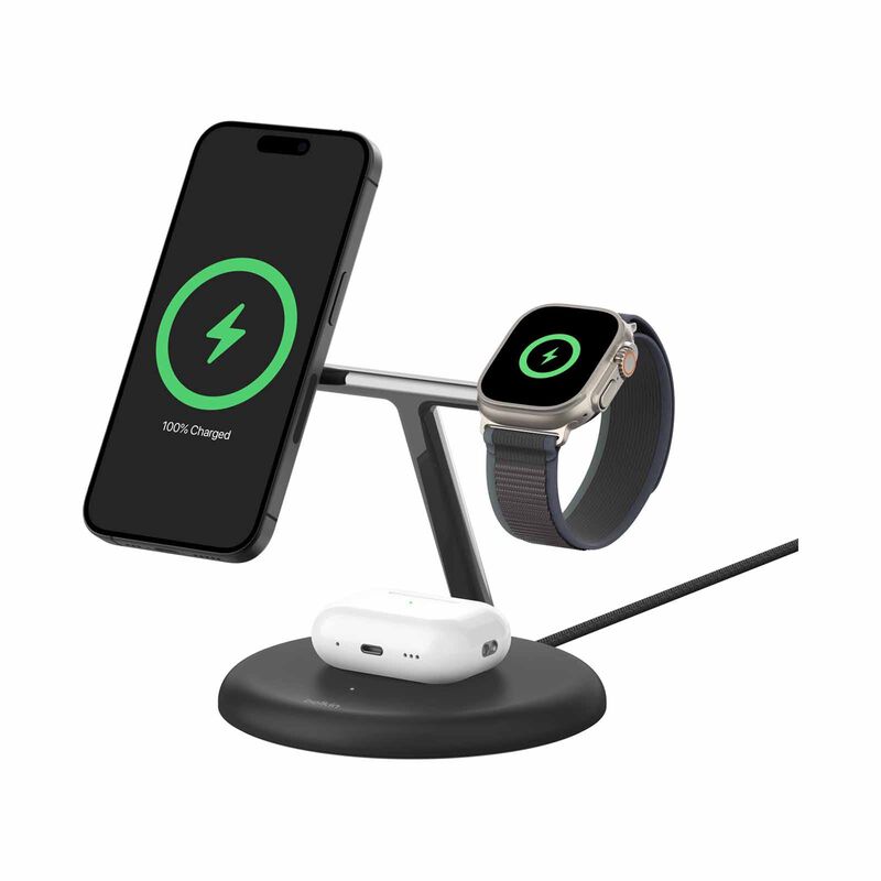 BELKIN Qi2 3-in-1 Wireless Charging Stand Blk WIZ023MYBK-image 3