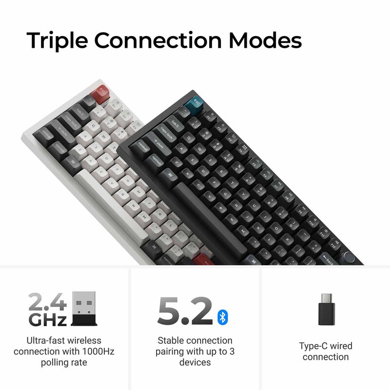 KEYCHRON Q6 Ultra 8k 100% 108 Key White Knob Rgb Hot-swap Silk Pom Brown Switch KYCN-Q6U-P3-image 3