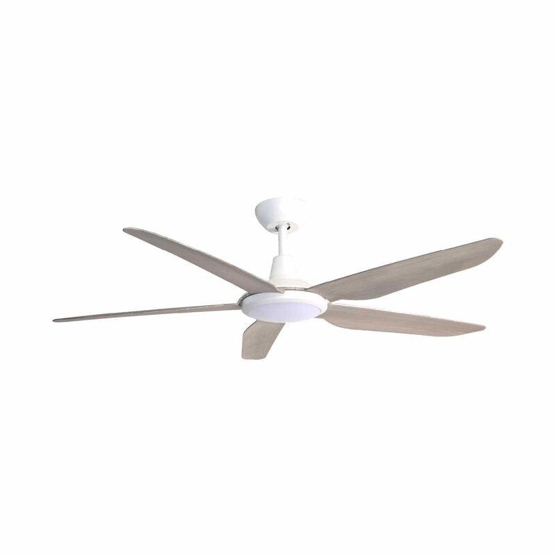 MISTRAL 42 In Dc Ceiling Fan With 24 W Led And Wifi- White/wood (5 Blade) CYCLONE42-WH/WD-image 1