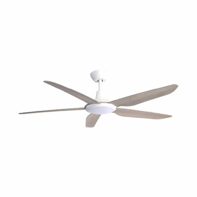 MISTRAL 56 In Dc Ceiling Fan With 24 W Led And Wifi- White/wood (5 Blade) CYCLONE56-WH/WD
