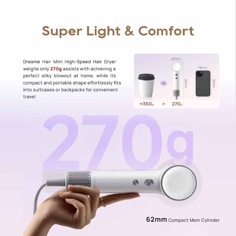 DREAME Mini Hair Dryer (1200w) - Green DM-MINIHD-GN-image 3