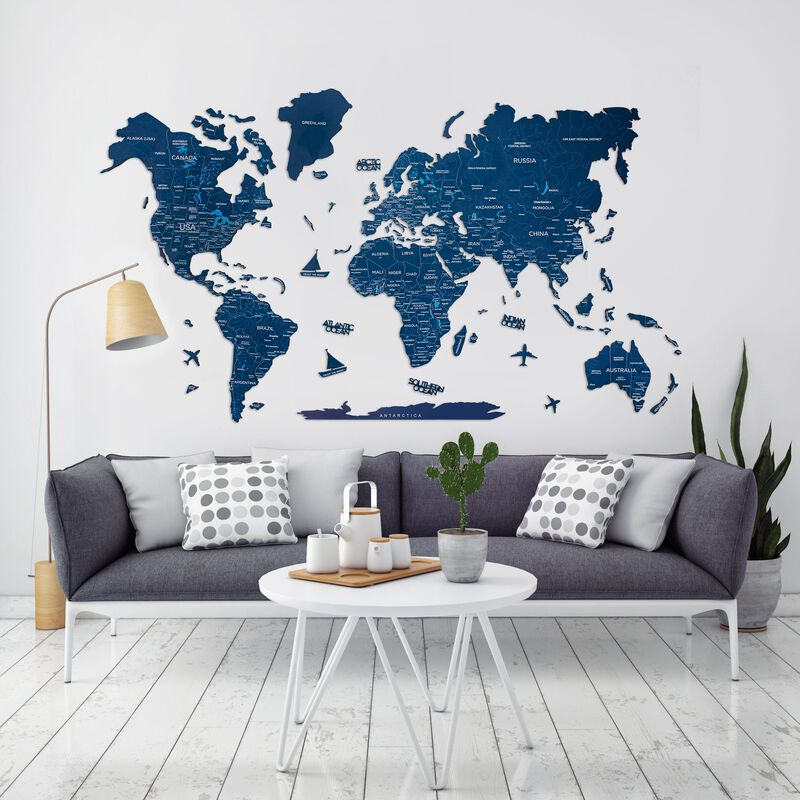 2d Wooden World Map Blue L ENJOY THE WOOD-image 2