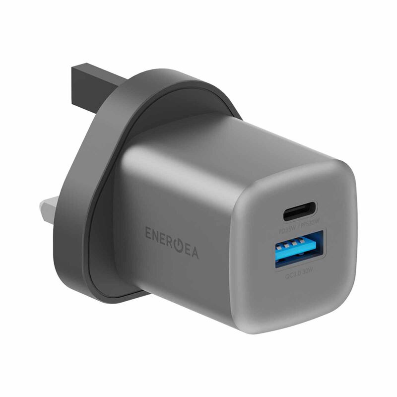 ENERGEA Ampcharge Gan35, 1c1a Pd/pps/qc3.0 Wall Charger,35w (uk) - Gunmetal CHR-AC-GAN35UK-image 1