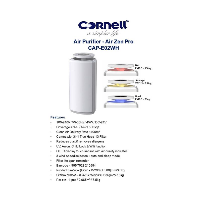 CORNELL Air Purifier - Air Zen Pro CAPE02WH-image 11