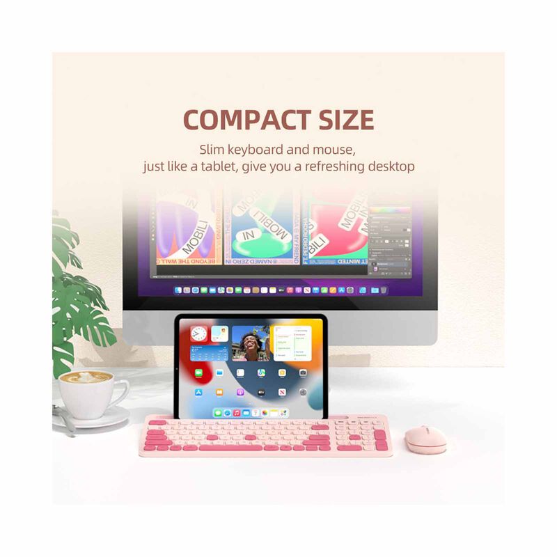 MICROPACK Lifestyle 2.4g+bluetooth Wireless Keyboard And Mouse Combo - Cream KM-238W-EN-CR-image 7