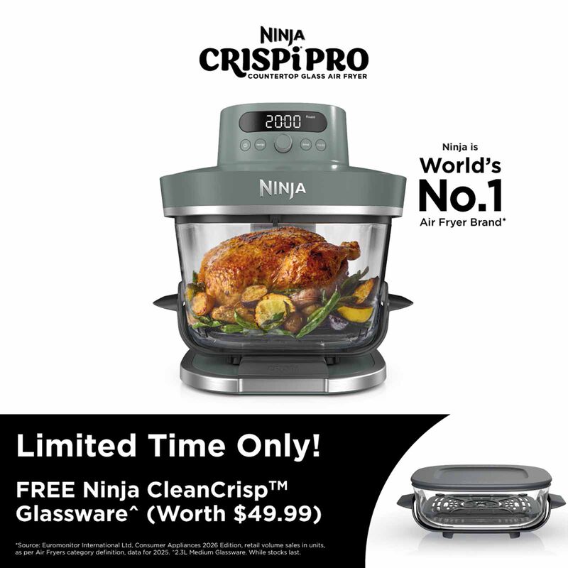 NINJA Crispi Pro Countertop Glass Air Fryer - Ash Grey AS101SMGY-image 2