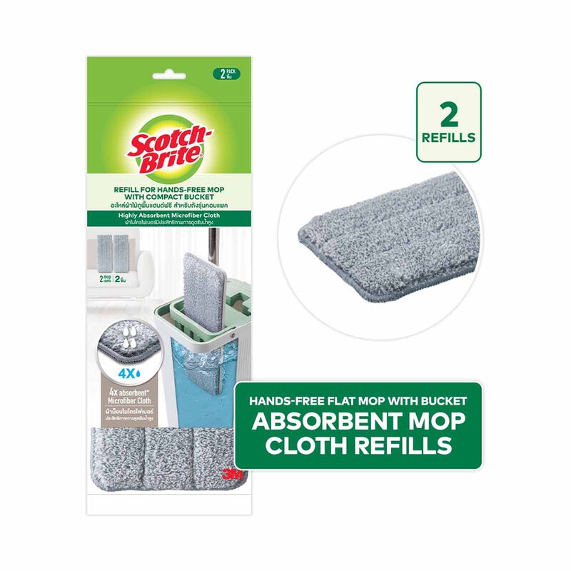 3M SCOTCHB Scotch-brite Hands-free Compact Mop Refill Hfb002r HFB002R-image 3