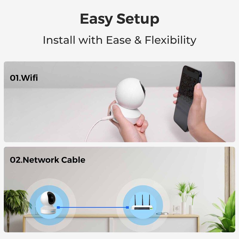 REOLINK Reolink E1 2k Indoor Camera, 2.4g Wi-fi Ptz Camera For Baby/pet Monitor With Phone App, 360 Degree WCE1PT2K03-image 2