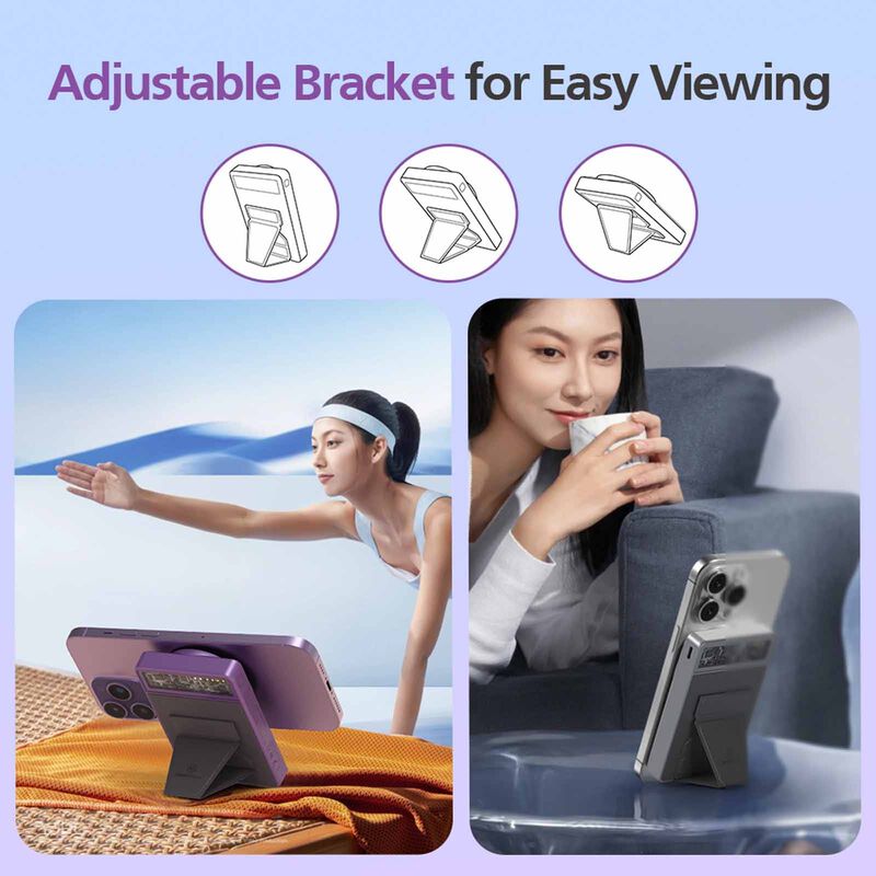 MICROPACK 3 In 1 Pd Fast Charging Magnetic Wireless Powerbank - Purple WPB-310-PL-image 3