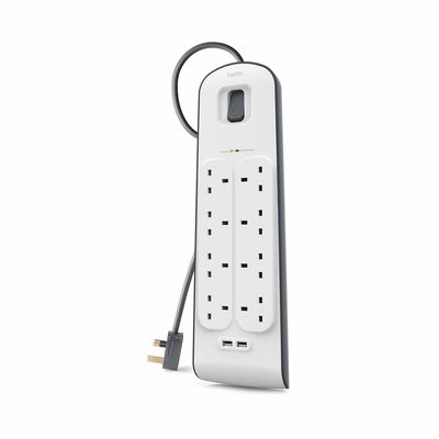 BELKIN 8 Outlets 2m Surge Protection Strip With 2 Usb Ports BSV804SA2M