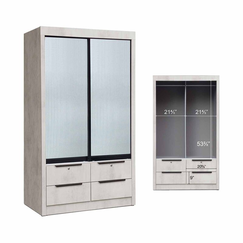 SMARTBOX Sliding Wardrobe (solid Plywood) OSCAR GREY-image null