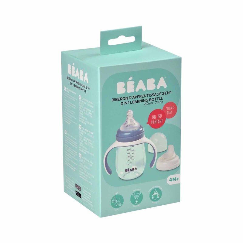 BEABA To Sippy Learning Cup 210ml -windy Blue (online) 2 IN 1 BOTTLE-image 3