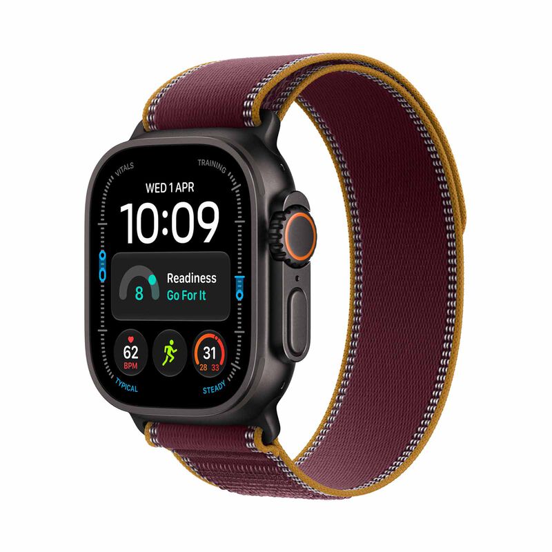 APPLE Watch Ultra 4 Gps + Cellular 49mm Black Titanium Case With Burgundy Trail Loop - S/m MJC34X/A-image 2