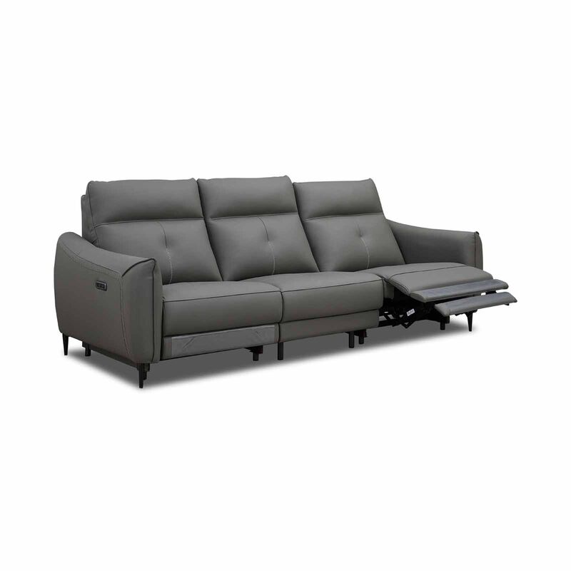 MUZE 3rr Seater (hl) Cat A Grey Half Leather Sofa NEW CLARA-image 6