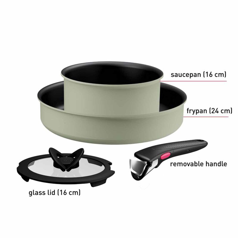 TEFAL Ingenio So Delicious 4pc Ih Cookware Set - Green L825S4-image 3
