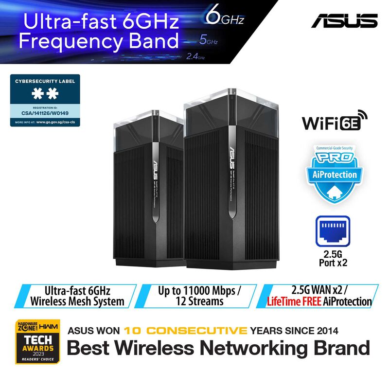 ASUS Zenwifi Pro Et12 Wifi 6e Ax11000 Tri-band Mesh ET12(2-PK)-image 4