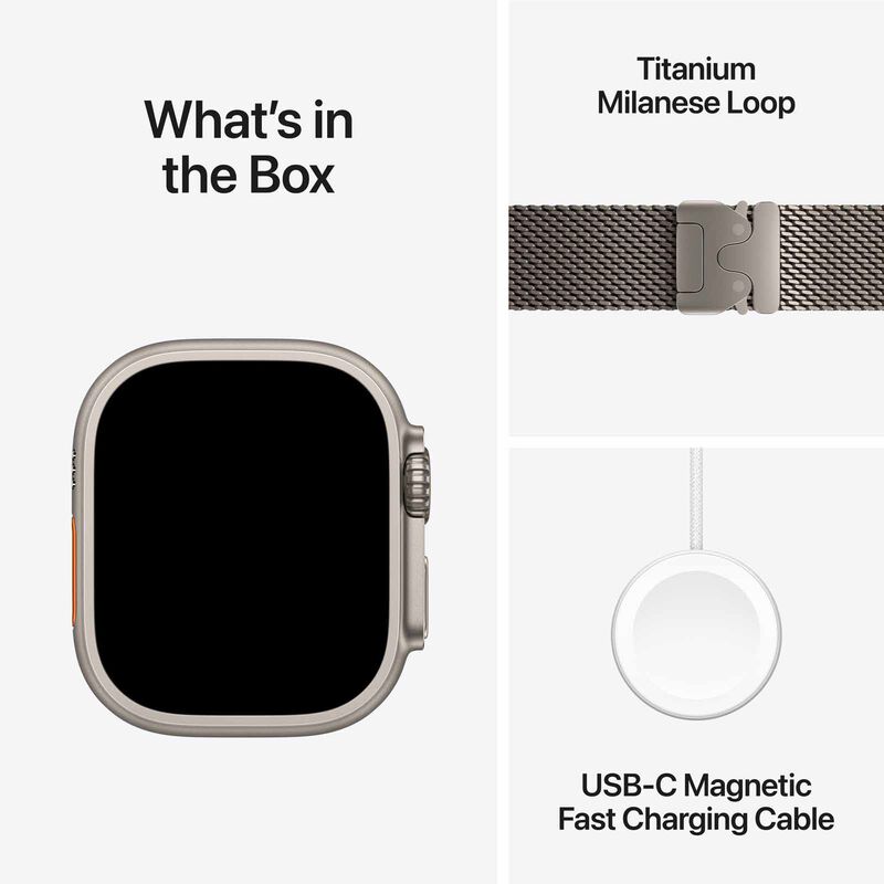 APPLE Watch Ultra 3 Gps + Cellular 49mm Natural Titanium Case With Natural Titanium Milanese Loop - Large MF0E4X/A-image 5