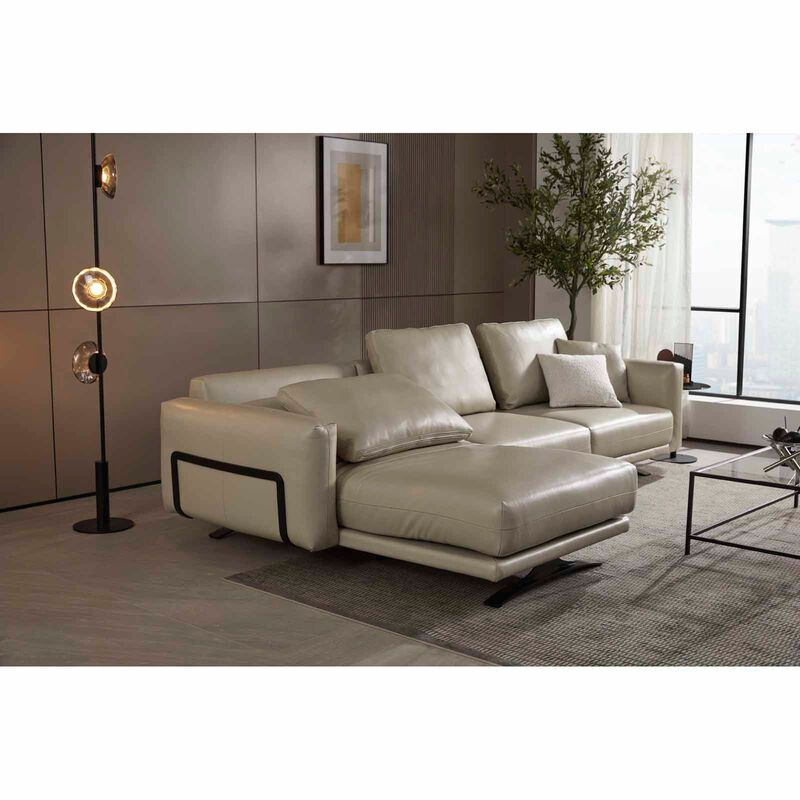 MUZE L Shaped-e Recliner (fl) Lt Pebble Full Leather Sofa ZELMIRA-image 16