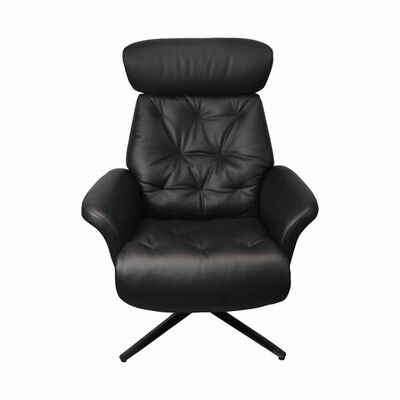 Recliner With Ottoman (hl) Black Half Leather Recliner GRANDE