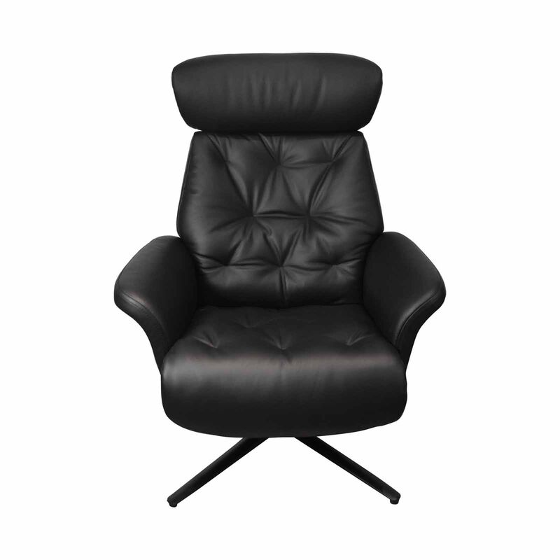 Recliner With Ottoman (hl) Black Half Leather Recliner GRANDE-image 1
