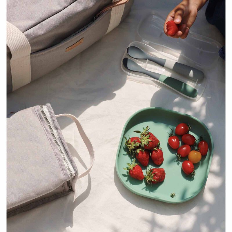 BEABA Silicone Spoons Two-tone Travel Set With Case - Mineral/sage Green (online) 1ST STAGE-image 2