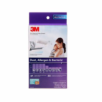 3M Aircon Filter 4pcs 22x34cm For Dust Allergen & Bacteria 9809-CEN