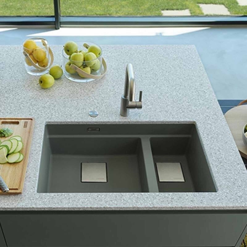 FRANKE 2 Double Bowl Fragranite Kitchen Sink - Kng120-sg Stone Grey KUBUS-image 3
