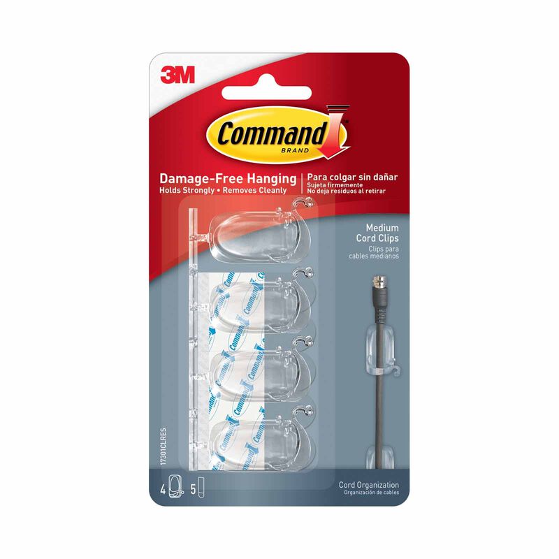 3M COMMAND Clear Medium Cord Org W Strips 17301CLR-image 1