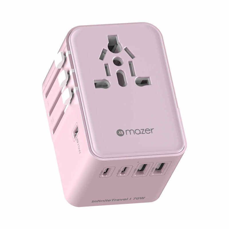 MAZER Infinitetravel Gan Pd70w 3c+2a 100-240v/8a Spare Fuse World Travel Charger-pink M-IFTRAVEL170PD-PK-image 5
