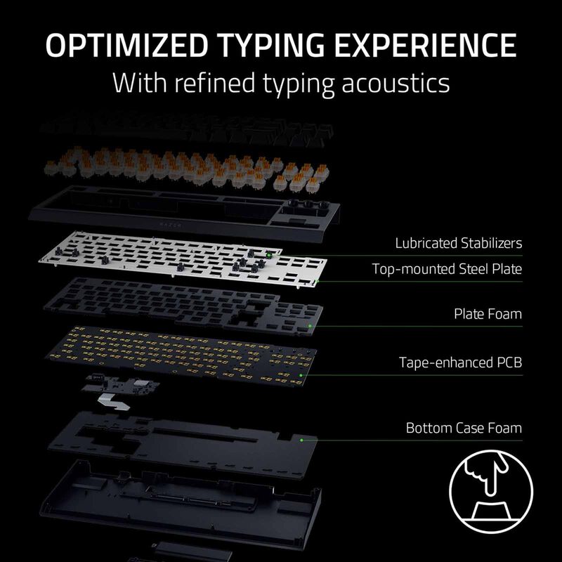 RAZER Blackwidow V4 Tenkeyless Hyperspeed - Hot-swappable Wireless Mechanical Gaming Keyboard (orange Tact RZ03-05480100-R3M1-image 7