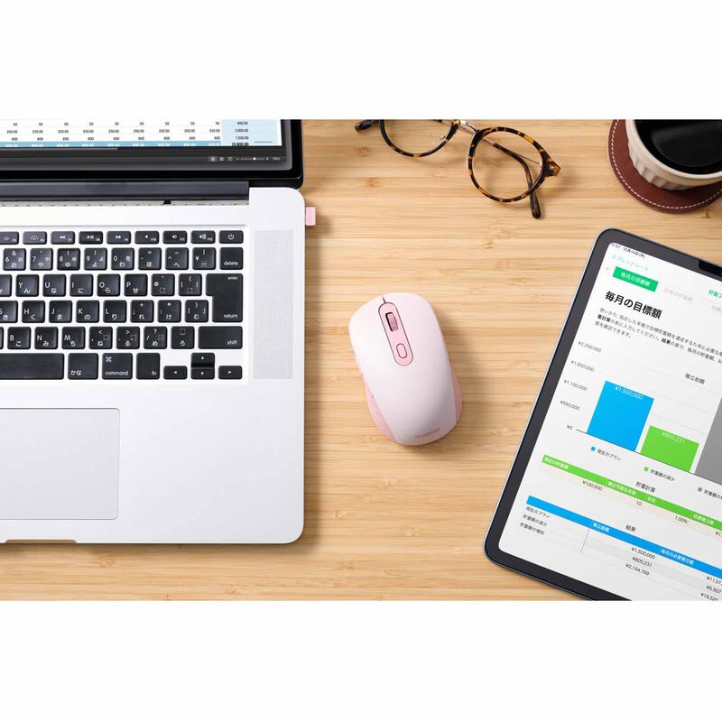 ELECOM 6 Btn Dual Mode Bt & Wless Rechargable Silent Mouse - Pink M-MY35MBSPN-G-image 3