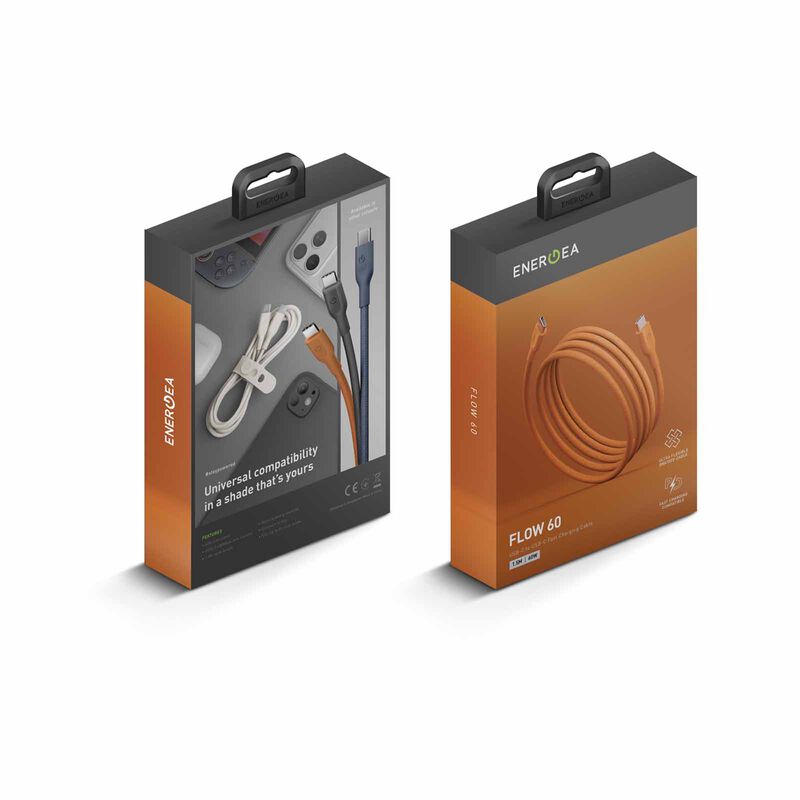 ENERGEA Flow C-c Cable 480mbps, 60w 1.5m - Orange CBL-FLCC60-ORG150-image 2