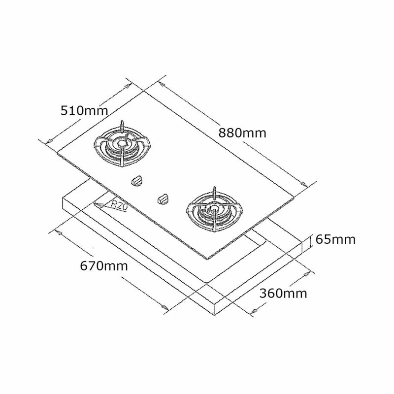 TECNO 90cm 2 Burners Glass Hob (exclude Installation) T 2288TGSV OW-image 2