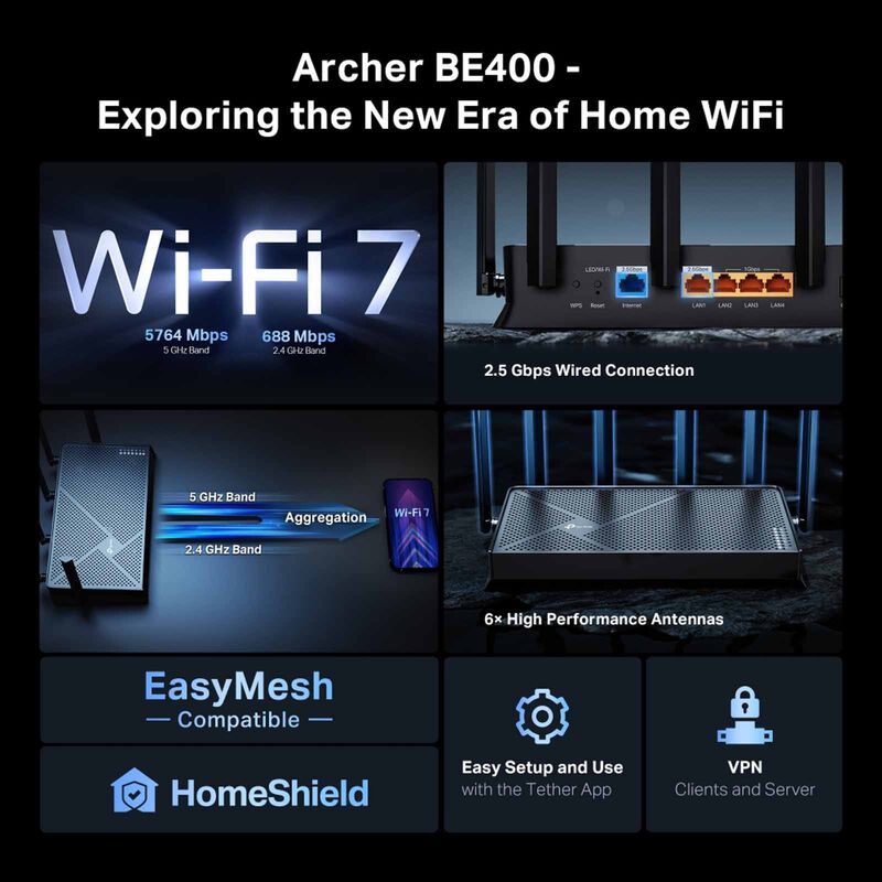TP LINK Be6500 Dual-band Wi-fi 7 Router TPL-ARCHER BE400-image 7