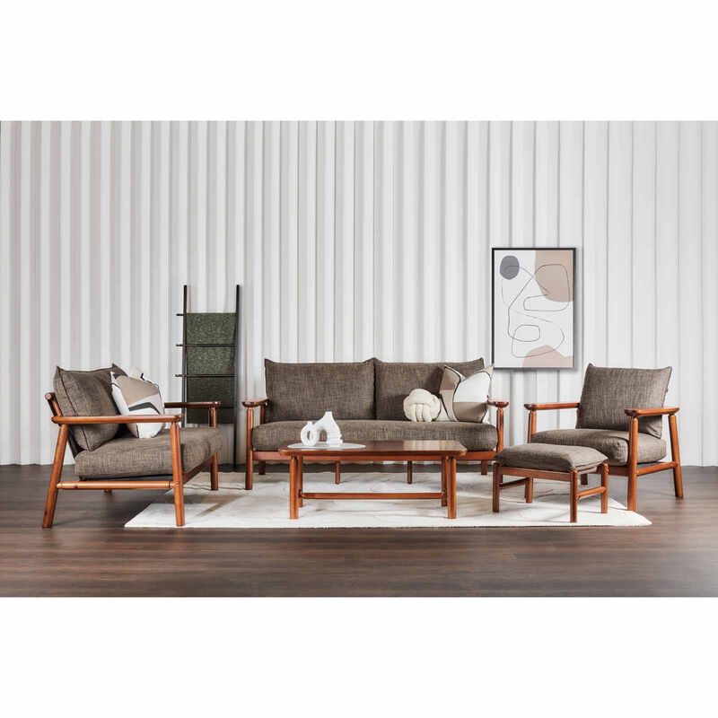 MUZE 1 Seater+ottoman Sofa (fab) Brown Fabric Sofa MERU-image 4