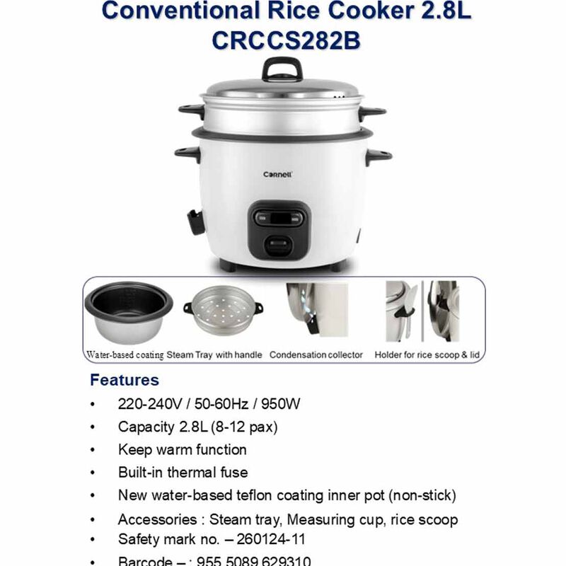 CORNELL Conventional Rice Cooker (2.8l) CRCCS282B-image 13