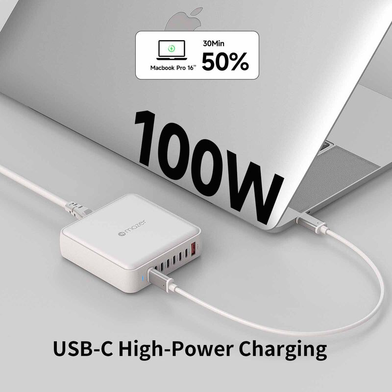 MAZER Ganprestige Uk Pd170w 8ports (7c1a) Desktop Charger With 1.5m Power Cable-white M-D170W-V5-WH-image 6