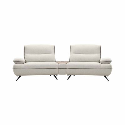 MUZE 3pcs Modular Set W Wireless Charging (fab) F20 Beige Piping Diff Fabric Sofa OLWEN