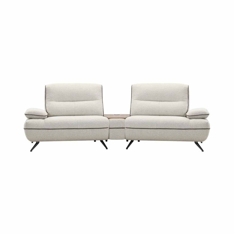 MUZE 3pcs Modular Set W Wireless Charging (fab) F20 Beige Piping Diff Fabric Sofa OLWEN-image 1