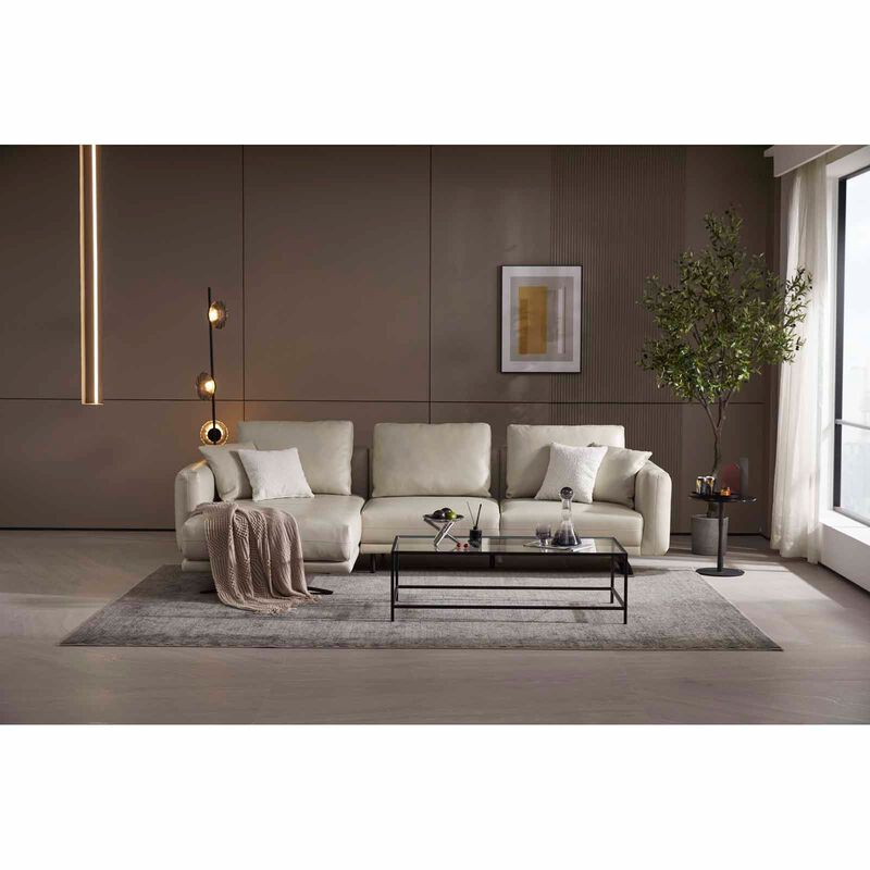 MUZE L Shaped-e Recliner (fl) Lt Pebble Full Leather Sofa ZELMIRA-image 3