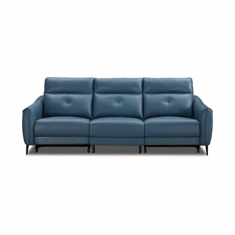 MUZE 3rr Seater (hl) Cat A Blue Half Leather Sofa NEW CLARA-image 1