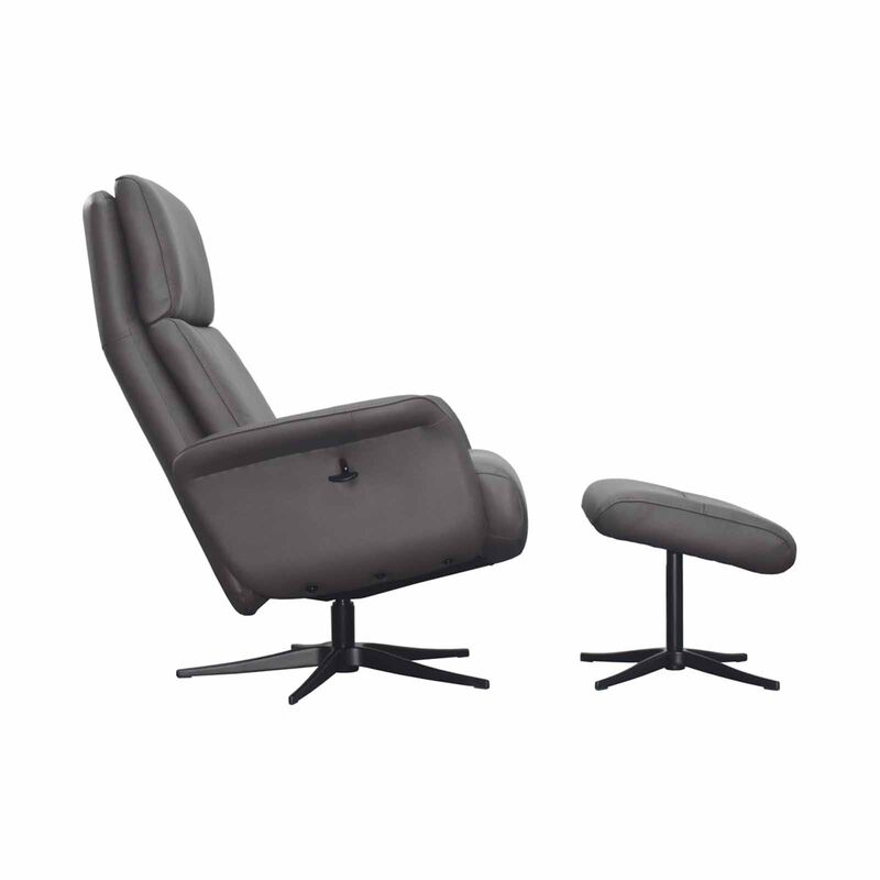 Recliner Chair W Ottoman (hl) Dk Brown Half Leather SOLANA-image 5