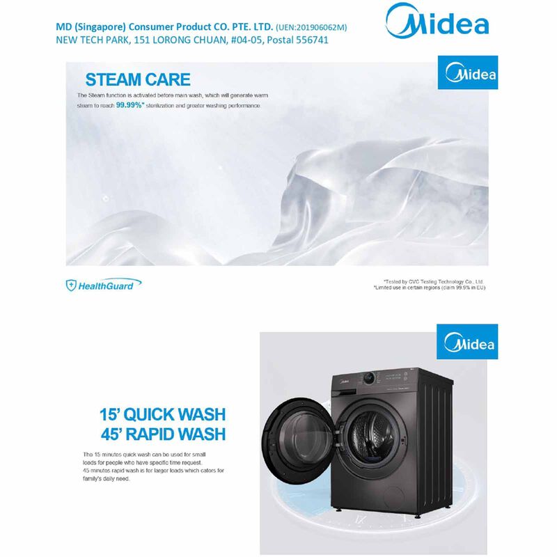 MIDEA Front Load Washer (12kg) MF200W120WB-image 7